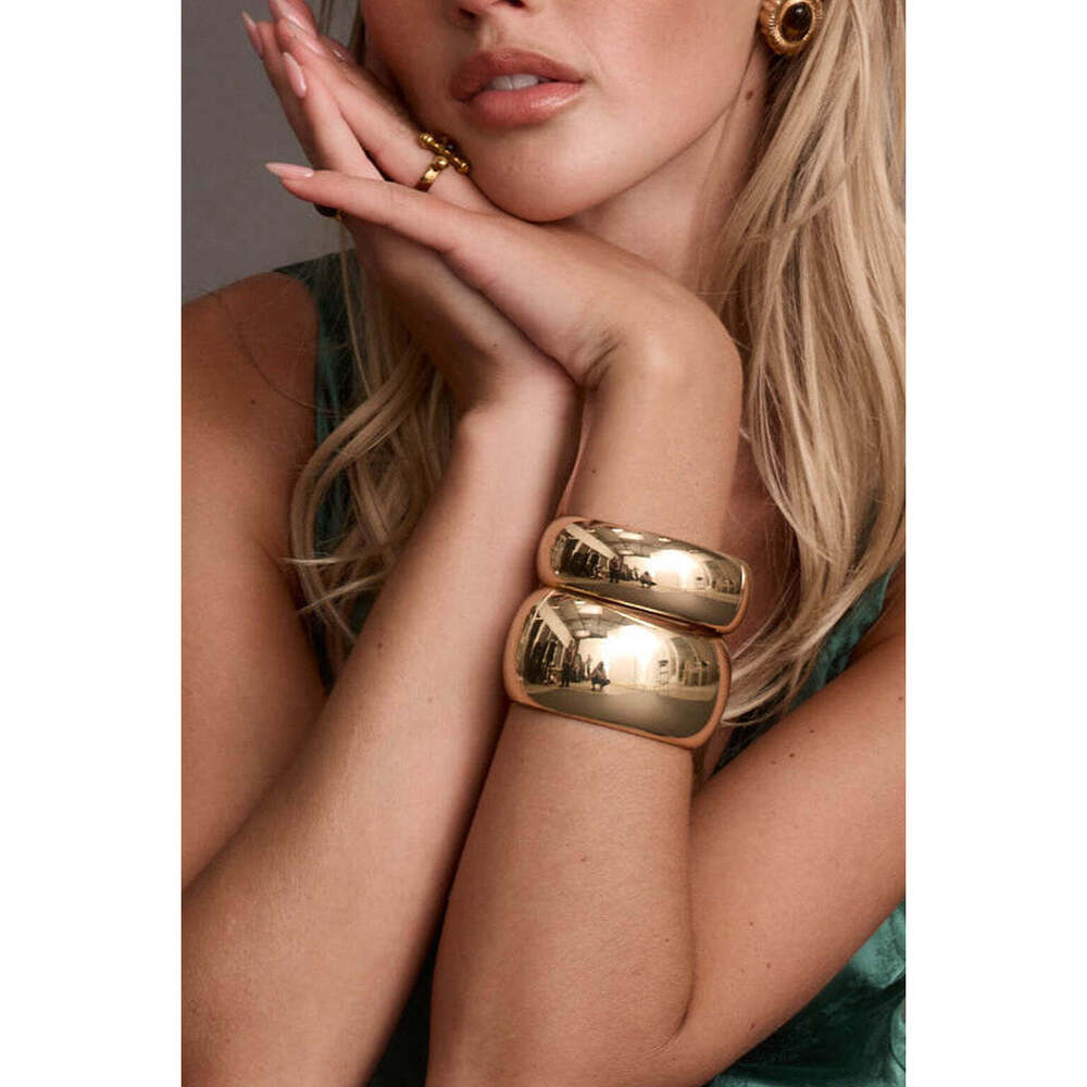 12th Tribe Runyon Set of 2 Gold Cuff Bangles Size O/SO/S